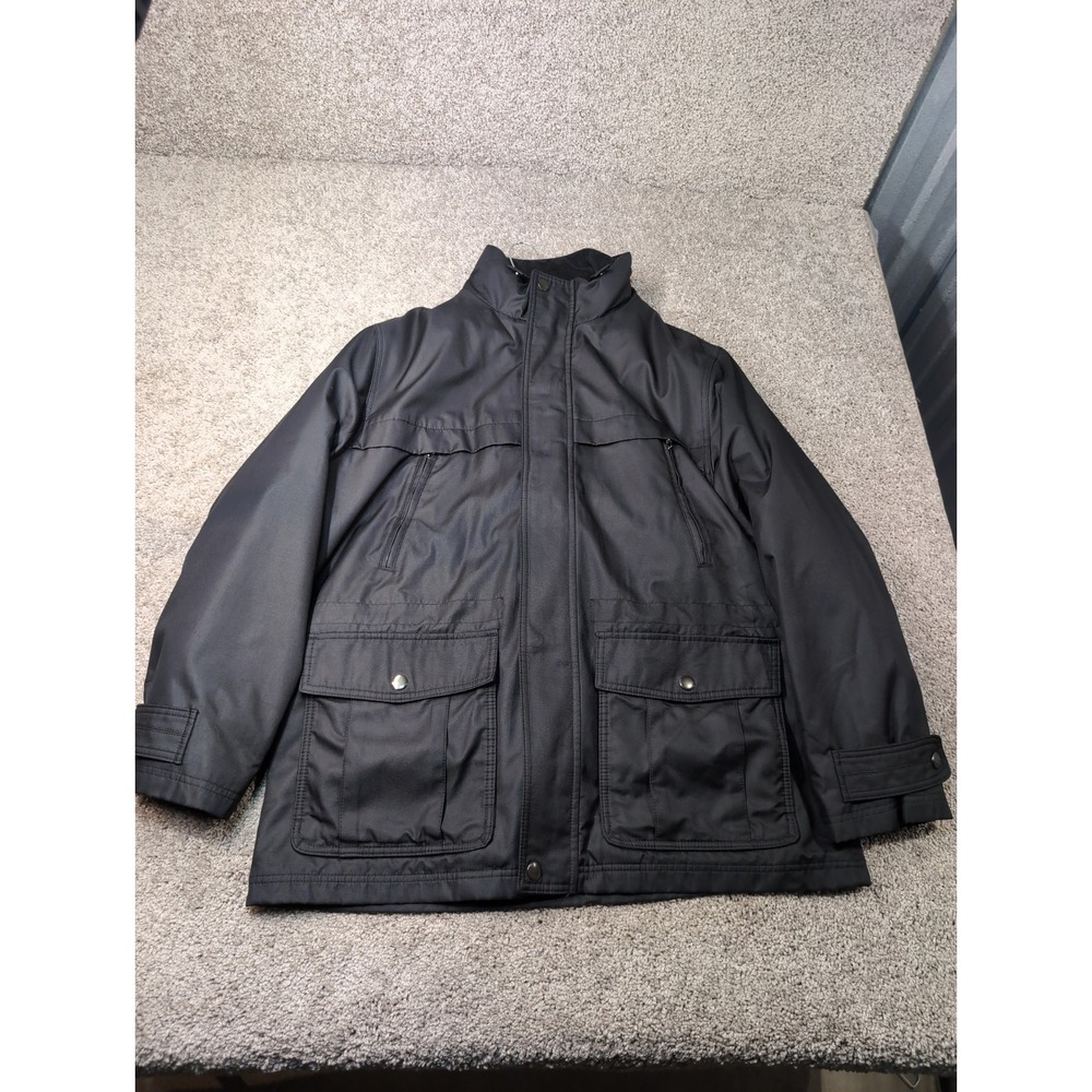 Michael Kors Mens Black Field Jacket Quilted Removable Liner Parka Coat Large